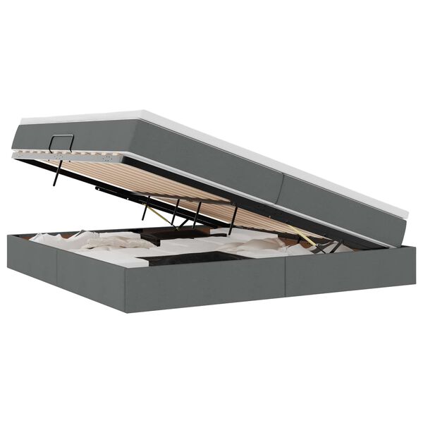 vidaXL Cama con almacenamiento y colch&oacute;n Gris oscuro 200 x 200 cm