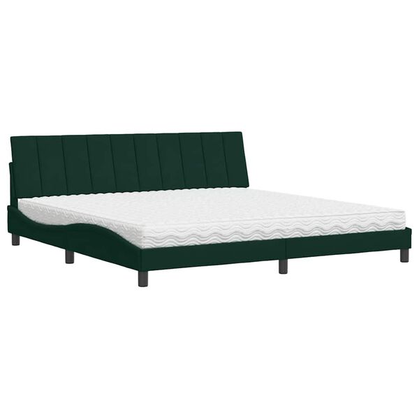 vidaXL Cama con colch&oacute;n Hanko terciopelo verde oscuro 200x200 cm