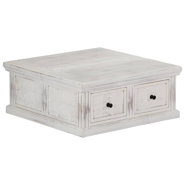 vidaXL Mesa de centro de madera maciza de mango blanco 70x70x30 cm