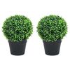 vidaXL Plantas de boj artificial 2 uds forma bola maceta verde 37 cm