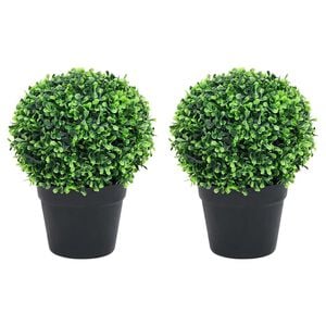 vidaXL Plantas de boj artificial 2 uds forma bola maceta verde 37 cm