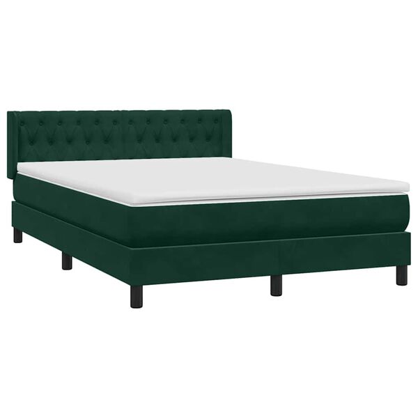 vidaXL Cama box spring con colch&oacute;n terciopelo verde oscuro 160x210 cm