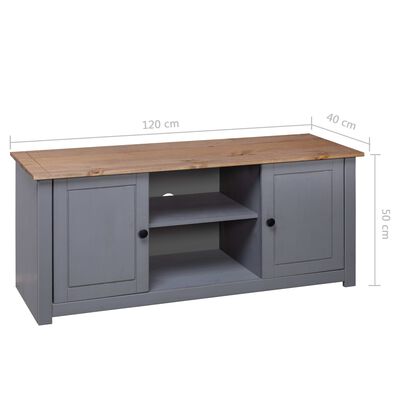 vidaXL Mueble de TV madera maciza pino estilo Panamá gris 120x40x50 cm