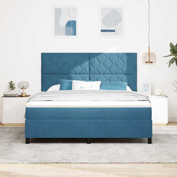 vidaXL Cama tipo Box Spring con colch&oacute;n Azul Oscuro 180 x 200 cm tela