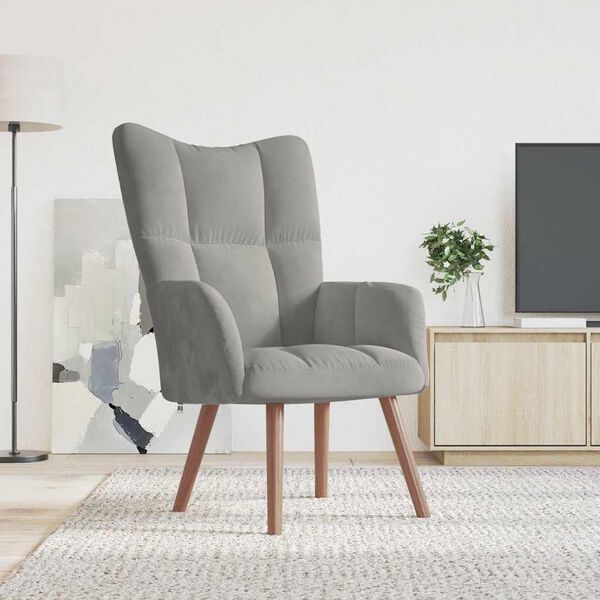 vidaXL Sill&oacute;n de relax de terciopelo gris claro
