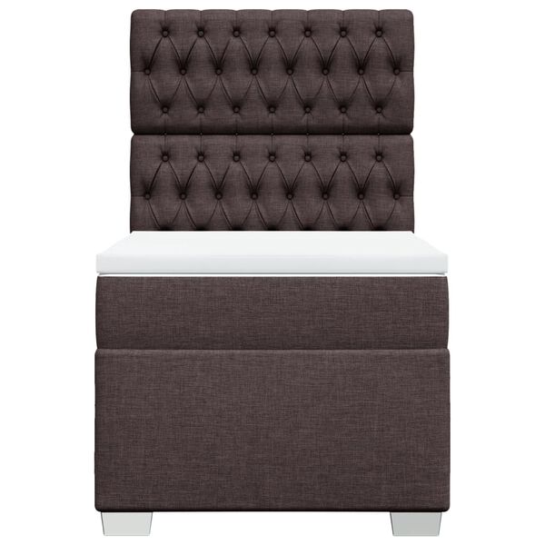 vidaXL Cama box spring con colch&oacute;n tela marr&oacute;n oscuro 80x200 cm