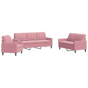vidaXL Juego de sof&aacute;s con cojines 3 piezas terciopelo rosa