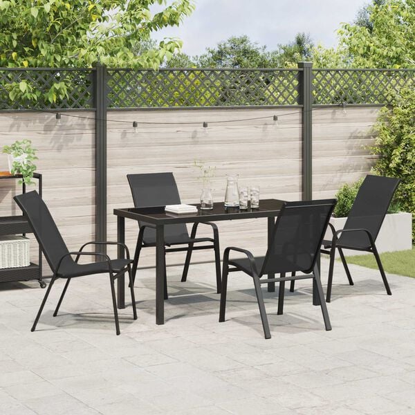 vidaXL Conjunto de Comedor de Jard&iacute;n 5 pcs Negro