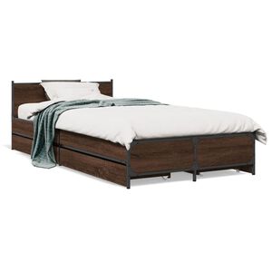 vidaXL Cama con cajones madera de ingenier&iacute;a marr&oacute;n roble 75x190 cm