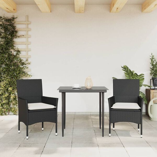 vidaXL Sillones de jard&iacute;n con cojines 2 uds rat&aacute;n sint&eacute;tico negro