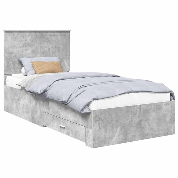vidaXL Estructura de cama con cabecera Gris Concreto 90 x 200 cm