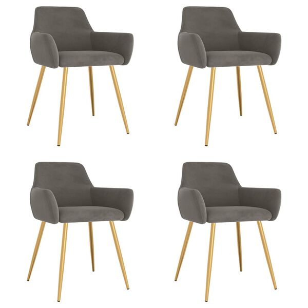 vidaXL Sillas de comedor 4 unidades terciopelo gris oscuro