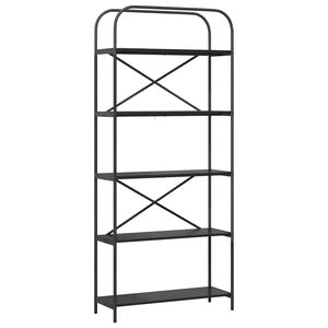 vidaXL Estante de libros 5 niveles 80 x 30 x 183 cm Roble Negro