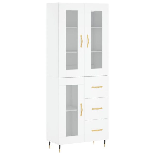 vidaXL Aparador alto madera contrachapada blanco 69,5x34x180 cm