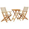 vidaXL Juego de bistro de 3 piezas rat&aacute;n PE y madera maciza beige
