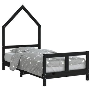 vidaXL Estructura de cama para ni&ntilde;os madera de pino negro 80x160 cm