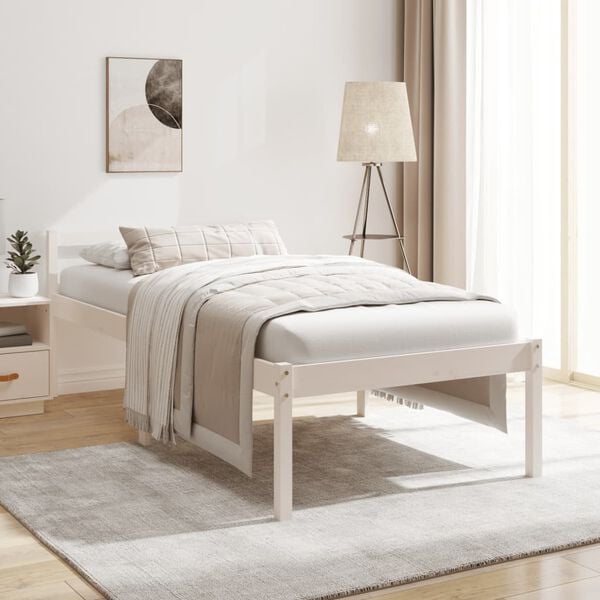 vidaXL Cama senior individual peque&ntilde;a sin colch&oacute;n blanco 75x190 cm