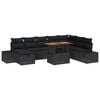 vidaXL Conjunto de sof&aacute;s de jard&iacute;n 9 pcs Negro rat&aacute;n sint&eacute;tico