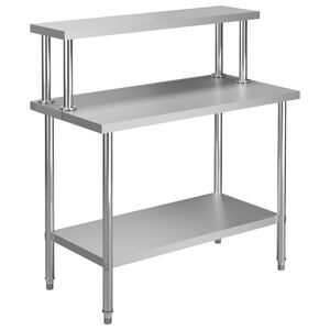 vidaXL Mesa de trabajo de cocina con estante acero inox 120x60x120cm