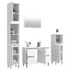 vidaXL Juego muebles de ba&ntilde;o 4 pzas madera contrachapada blanco brillo