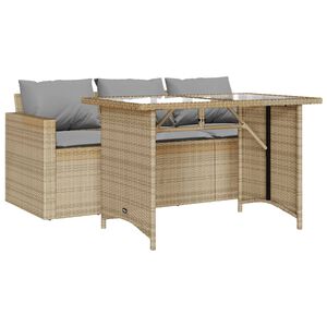 vidaXL Set comedor de jard&iacute;n 2 pzas con cojines rat&aacute;n sint&eacute;tico beige