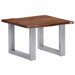 vidaXL Mesa de centro borde natural madera maciza acacia 60x60x40 cm