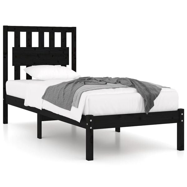 vidaXL Estructura de cama individual peque&ntilde;a sin colch&oacute;n madera negro