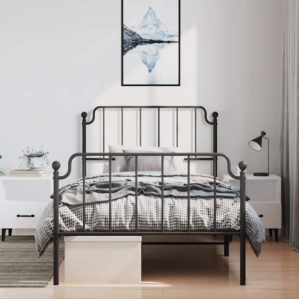vidaXL Estructura cama sin colch&oacute;n con estribo metal negro 100x200 cm