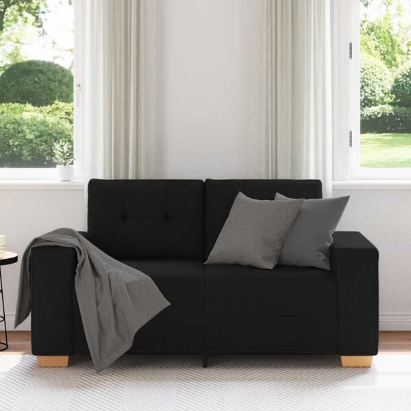vidaXL Sof&aacute; Loveseat de tela negra de 160x77x82 cm