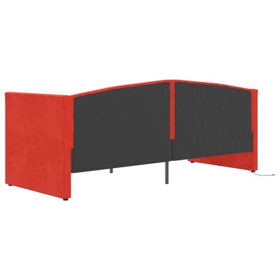 vidaXL Sofá cama con colchón USB terciopelo rojo vino tinto 90x200 cm