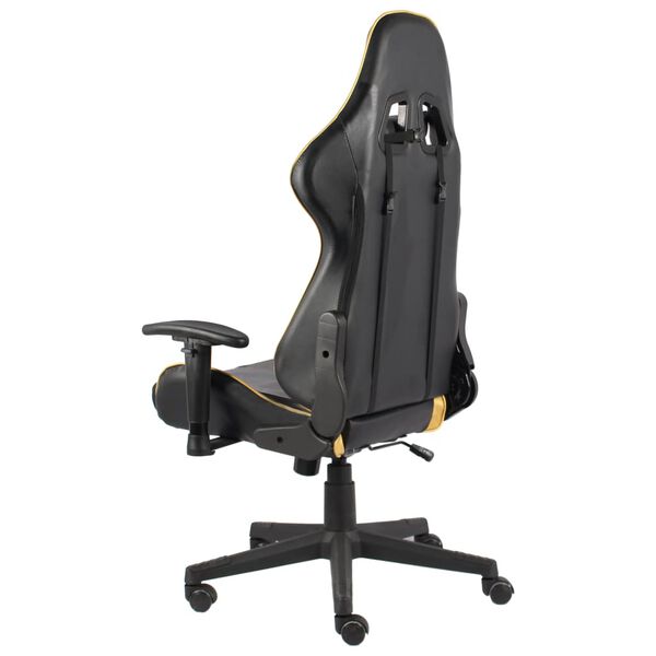 vidaXL Silla gaming giratoria PVC dorado