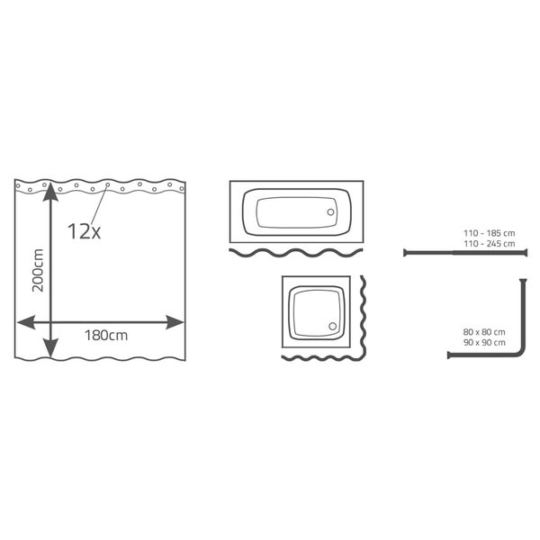 RIDDER Cortina de ducha Smile 180x200 cm