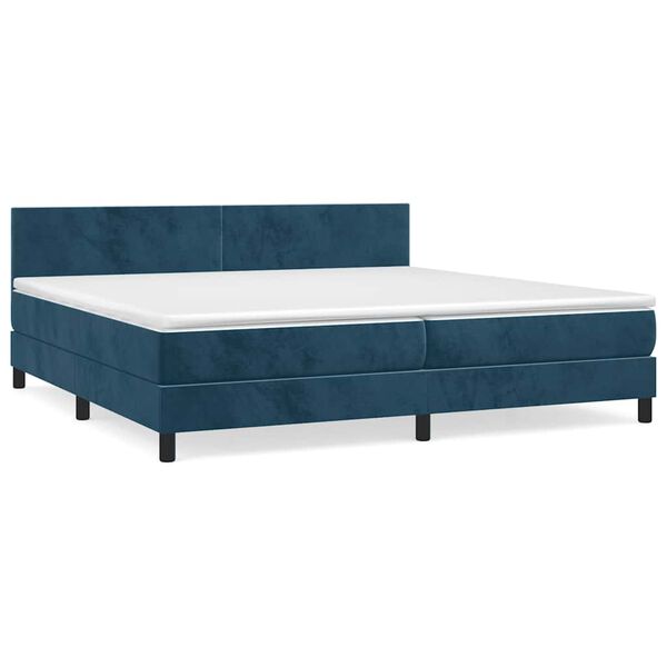 vidaXL Cama box spring con colch&oacute;n terciopelo azul oscuro 200x200 cm