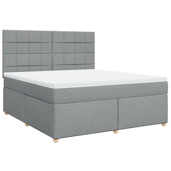 vidaXL Cama box spring con colch&oacute;n tela gris claro 180x200 cm