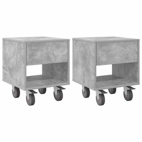 vidaXL Mesita de Noche 2 pcs Gris Concreto 40,5 x 40 x 48 cm