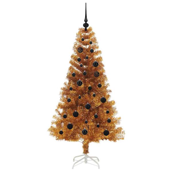 vidaXL Árbol de Navidad con 150 LED con soporte Dorado 150 cm PET