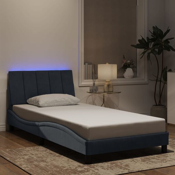 vidaXL Estructura de cama con LED sin colch&oacute;n Hanko terciopelo gris oscuro 100x203 cm