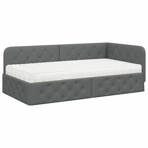 vidaXL Estructura de cama en esquina Gris oscuro 90 x 200 cm tela
