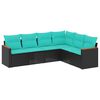 vidaXL Conjunto de sof&aacute; de jard&iacute;n de 6 piezas con cojines negro