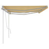 vidaXL Toldo manual retr&aacute;ctil con postes amarillo y blanco 6x3,5 m