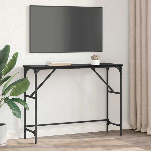 vidaXL Mesa Consola Roble Negro 100 x 32 x 75 cm Madera de ingenier&iacute;a