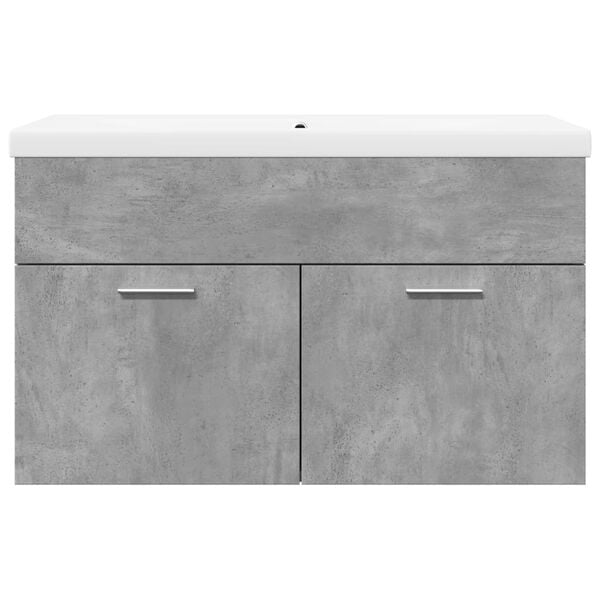 vidaXL Mueble de ba&ntilde;o con lavabo integrado gris hormig&oacute;n