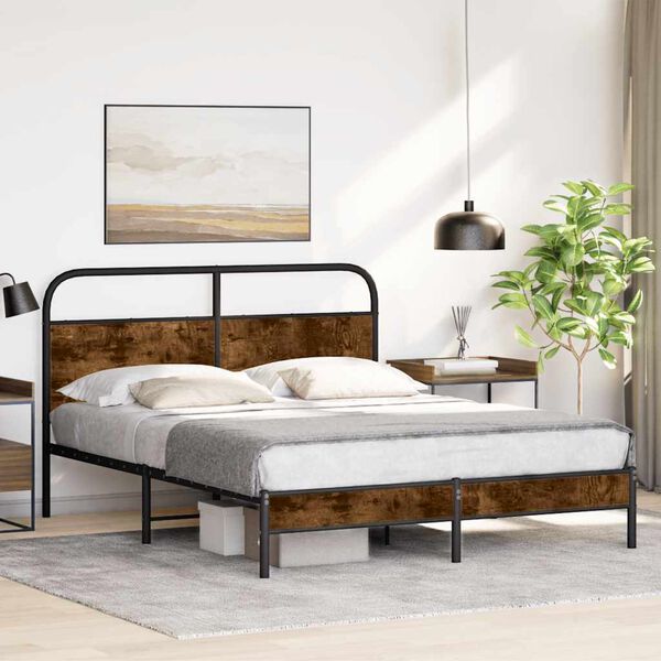 vidaXL Estructura de cama sin colch&oacute;n 160x200 cm madera roble ahumado