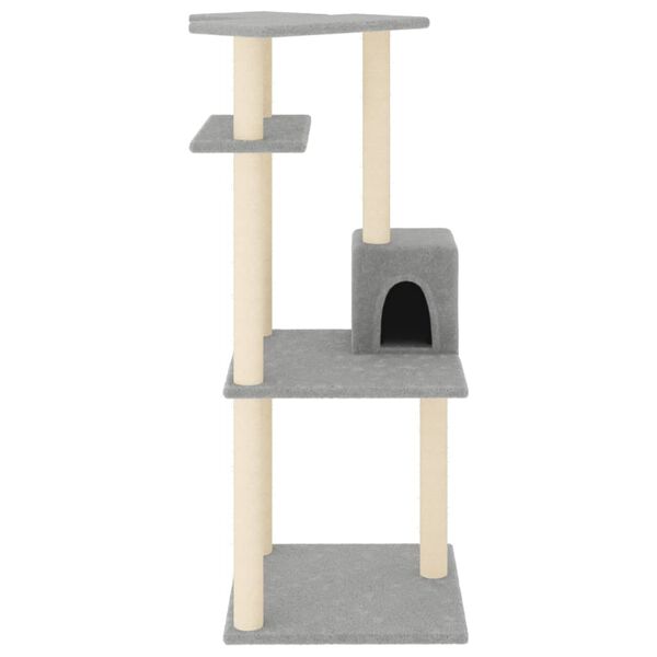 vidaXL Rascador para gatos con postes de sisal gris claro 123 cm