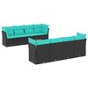 vidaXL Set de sof&aacute;s de jard&iacute;n 9 pzas con cojines rat&aacute;n sint&eacute;tico negro
