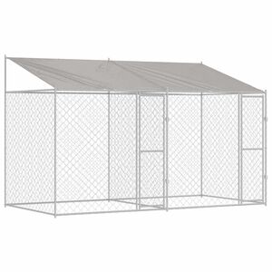 vidaXL Jaula para perro con techo Plateado 400 x 200 x 256 cm