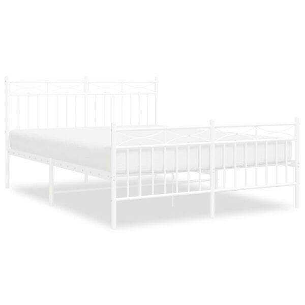 vidaXL Estructura cama sin colch&oacute;n con estribo metal blanco 140x200 cm