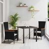 vidaXL Conjunto de Comedor de Jard&iacute;n con coj&iacute;n 3 pcs Negro