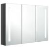 vidaXL Mueble de baño con espejo LED gris brillante 89x14x62 cm