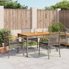 vidaXL Set comedor de jard&iacute;n 5 piezas con cojines rat&aacute;n sint&eacute;tico gris